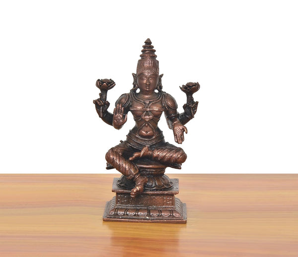 Copper Lakshmi Idol (Height: 4.5 Inches) Study Setting