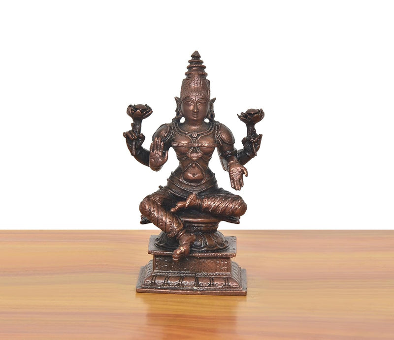 Copper Lakshmi Idol (Height: 4.5 Inches)