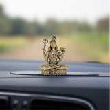 Lord Shiva brass figurine on stand, placed on car dashboard, 3 inch height