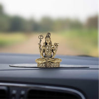 Lord Shiva brass figurine on stand, placed on car dashboard, 3 inch height