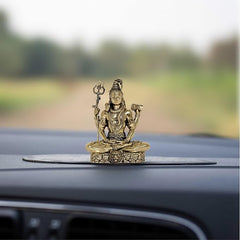 Lord Shiva brass figurine on stand, placed on car dashboard, 3 inch height