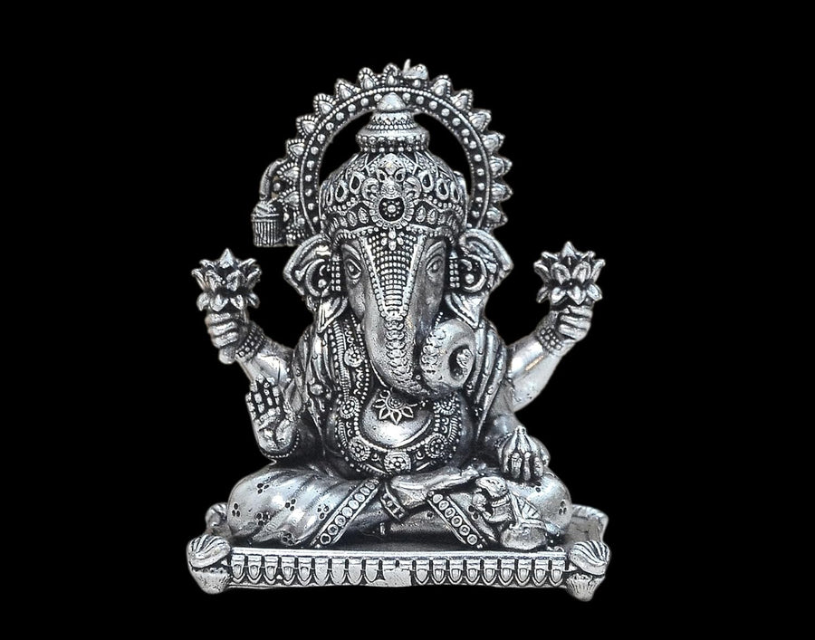Superfine Brass Lord Ganesha Sitting Ganpati Idol Vinayak Religious Statue for Home Decor Mandir Pooja Decorative Showpiece, (Height 3 Inch) Craft Detail