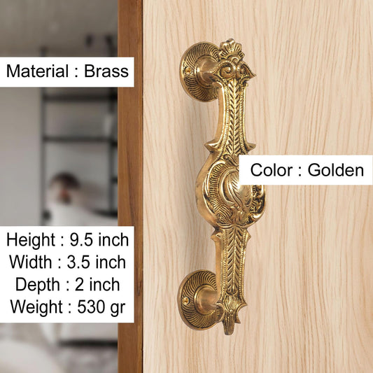Brass Design Door Handle (Pack of 1) (Height :9.5 inch)