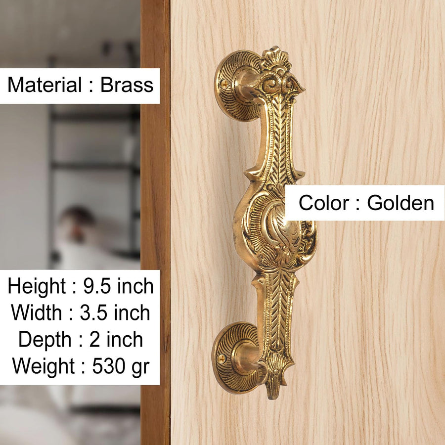 Brass Design Door Handle (Pack of 2) (Height :9.5 inch) Craft Detail