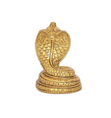 Brass cobra hood figurine with coiled base for Shiva pooja, 2.5 inch