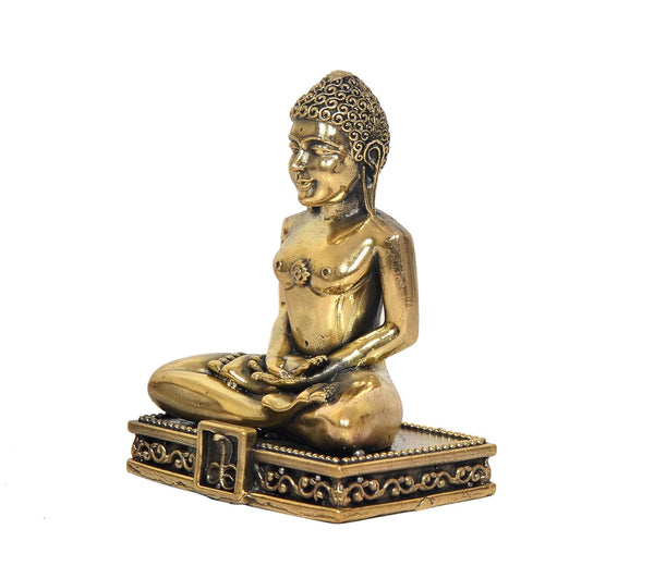 Superfine Brass Mahavir Jain Idol Decorative Showpiece (Height :4 Inch) Study Setting