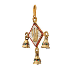 Messing-Balaji-Wandidol 8 Zoll, rundes Perlenband am Medaillon mit Glocken