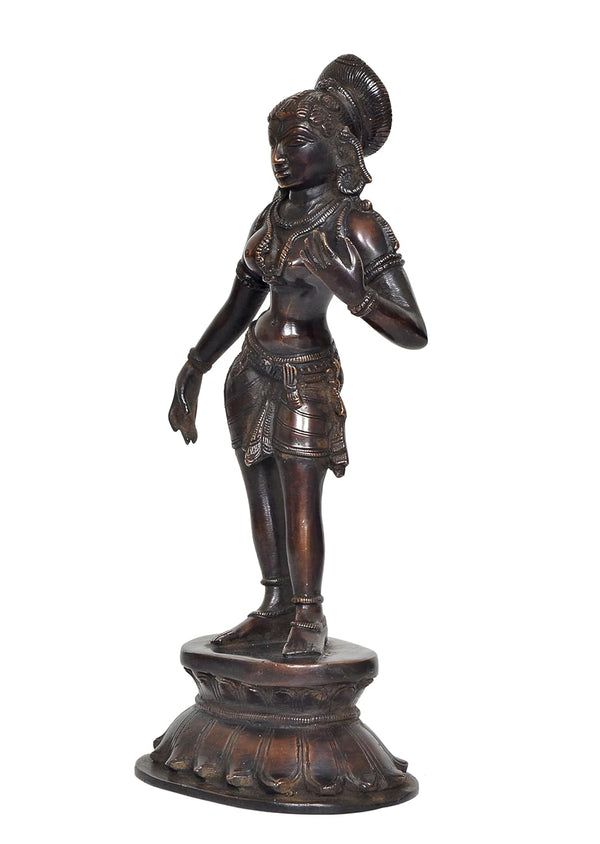 Brass Standing Apsara Statue Apsara Idol for Home Temple, Spiritual Decor, and Gifts (Height: 11 Inch) Study Setting