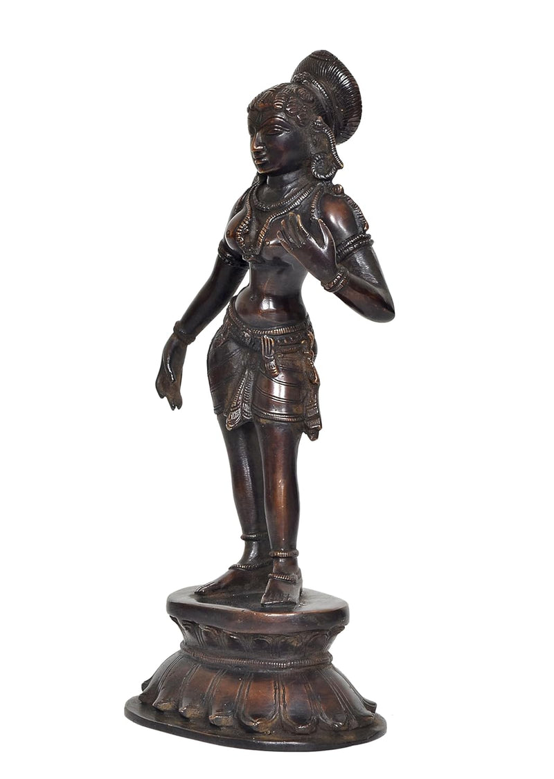 Brass Standing Apsara Statue Apsara Idol for Home Temple, Spiritual Decor, and Gifts (Height: 11 Inch)