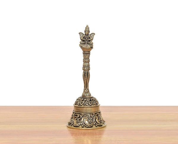 Fine Bronze Pooja Bell with Garun On Top (Height: 4 Inches) Study Setting