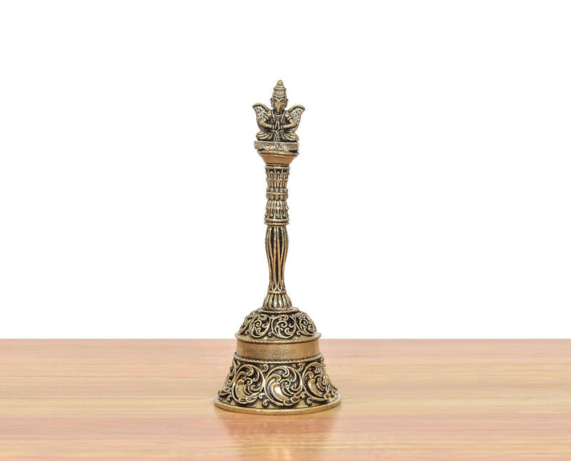 Fine Bronze Pooja Bell with Garun On Top (Height: 4 Inches)