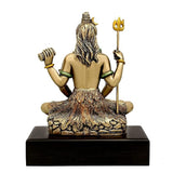 Back view Lord Shiva dhyan mudra resin statue with trident, drum, and braided hair