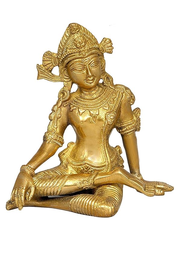 Brass Indra Dev Brass Statue Sitting Height 5.75 Inches Craft Detail