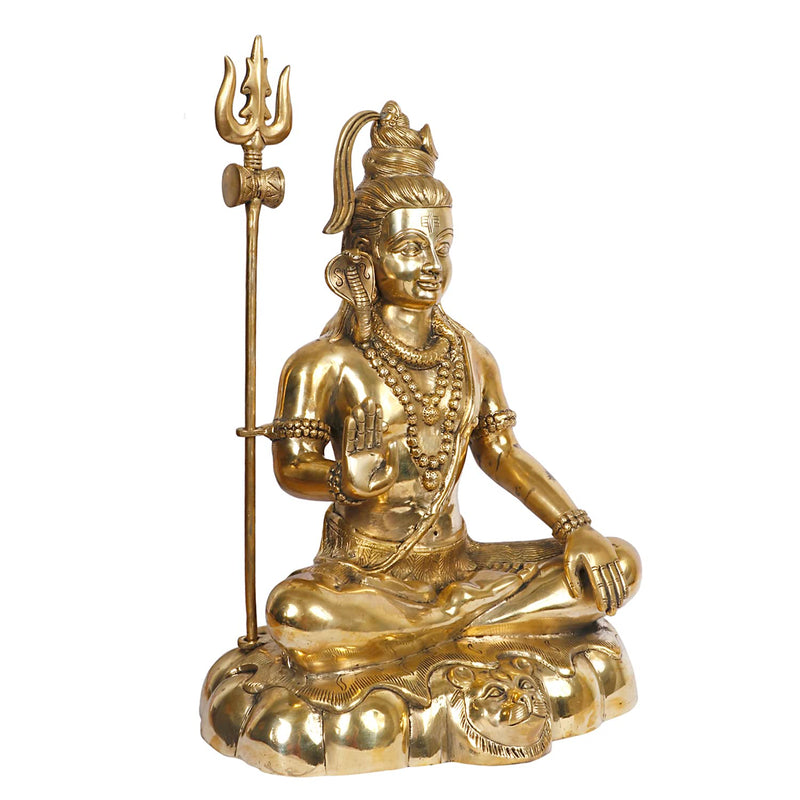 Brass Lord Shiva Shankar Statue – Big Bhole Nath Murti for Home, Office & Spiritual Décor Showpiece (Height: 18 Inches)