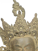 Brass Tara Devi head and crown detail, circular engravings and swirls