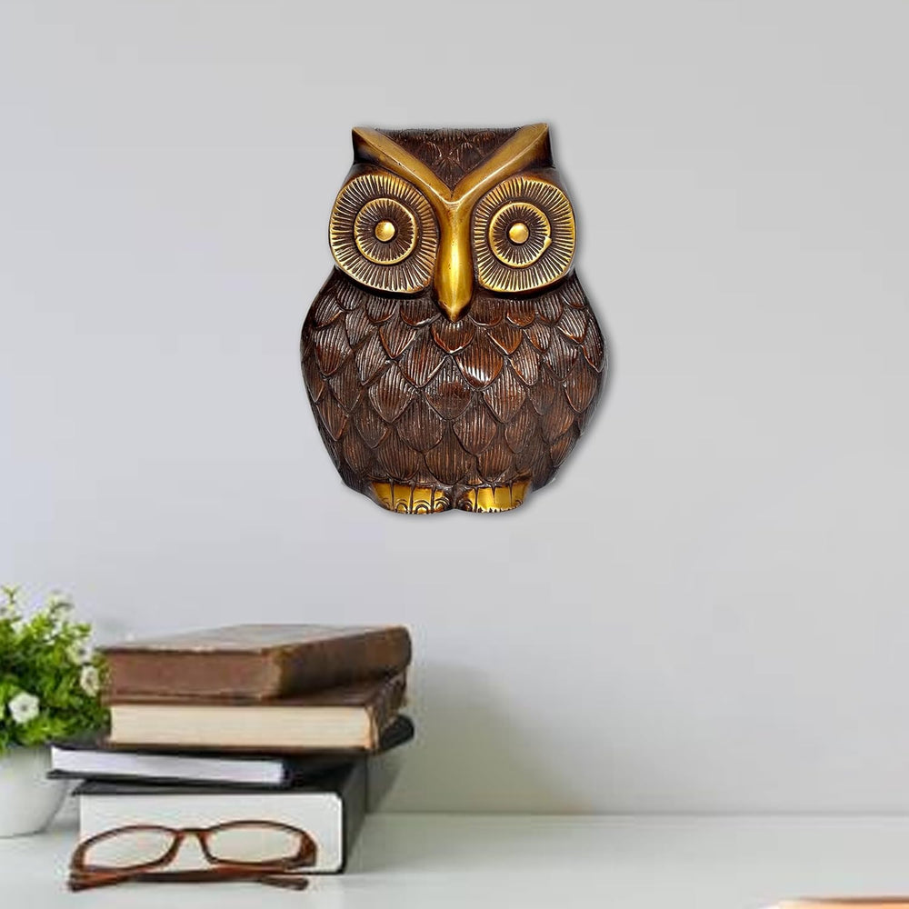 Brass Owl Bird Wall Hanging and Table Top (Height 7 Inch)