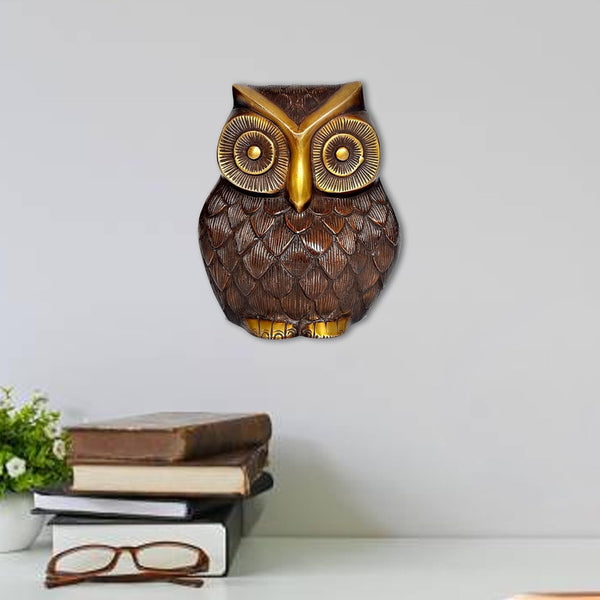Brass Owl Bird Wall Hanging and Table Top (Height 7 Inch)