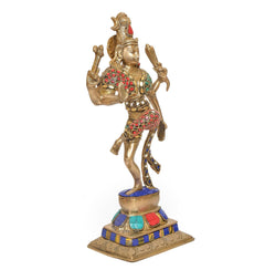 Brass Ardhanrishvara Shiva and Parvati Murti Religious Statue for Home Temple Decor Office Mandir  (Height: 12 Inches)