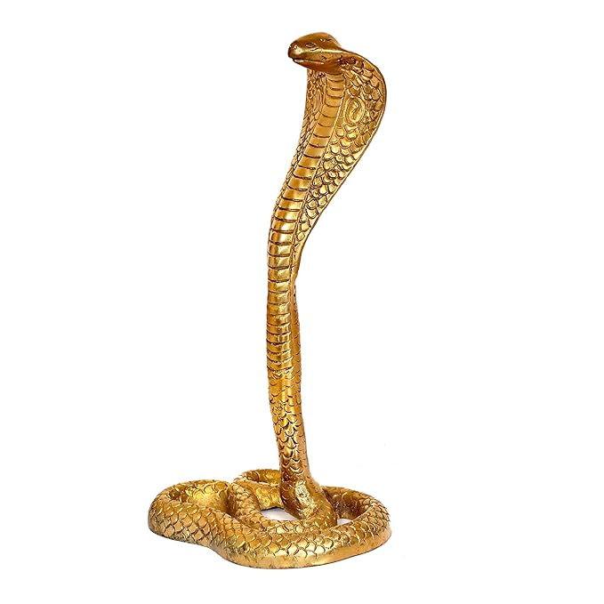 Brass Snake Naag Dev Maharaj (Snake Deity) for Home Office Temple Mandir Pooja Puja Room (Height 10.5 Inch)