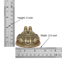 Brass Charan Paduka idol dimensions: height 2 in, width 2.5 in