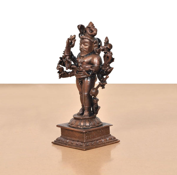 Copper Lord Shree Kal Bhairav Idol (Height 5 Inch) Study Setting