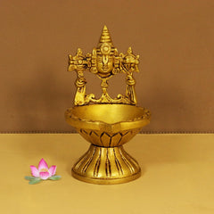 Brass Tirupati Balaji Oil Lamp | Traditional Pooja Diya & Aarti Deepam | Home Temple Decor (Height: 5.5 Inches)
