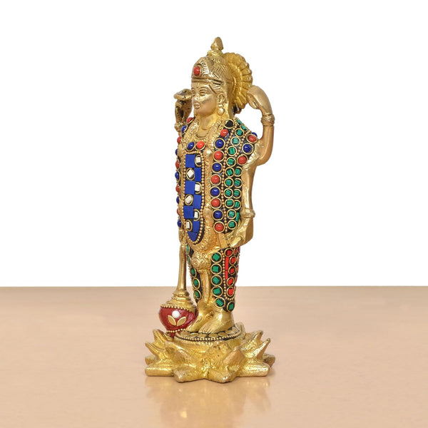 Brass Lord Vishnu Standing Idol (Height 8 Inch) Study Setting