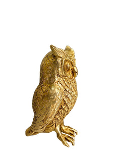 Premium Pure Brass Golden Owl Showpiece for Home & Office Décor | Decorative Metal Owl Statue for Desk, Table & Vastu Gifting (Height: 6.6 Inches)
