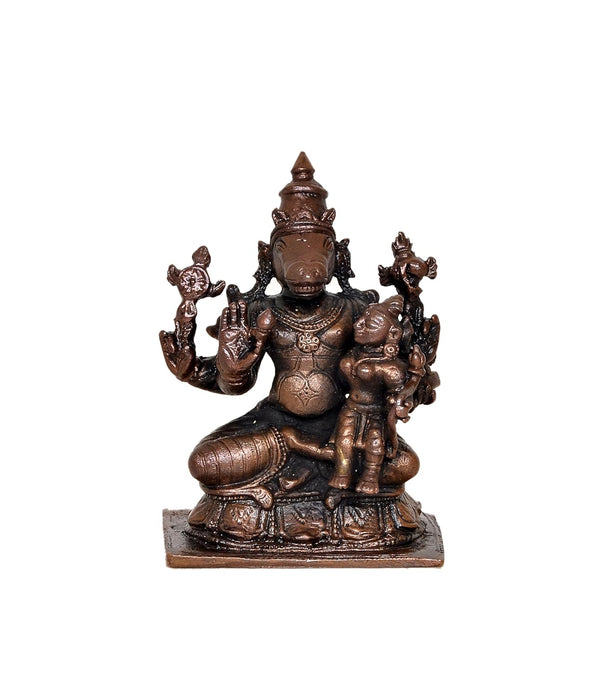 Copper Lakshmi Hayagriva Statue for Home, Mandir Pooja Decor Idol Color-Copper (Height: 2.5 Inch)