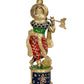 Home Decor Brass Krishna with Flute Idol Krishna (Multicolour, Height 15 Inch)