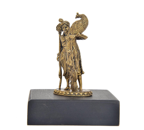 Panchaloha Lord Kartikeya Murugan with Majestic Peacock Idol (Height:2.5 Inch) Study Setting