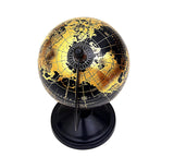 7" Weltkarte-Dekorglobe mit goldenen Linien, schwarzer Aufhängung und Fuß