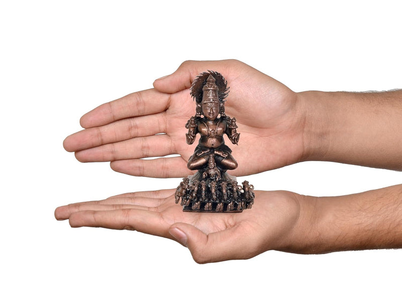 Copper Lord Surya Dev Rath with Seven Horse Statue (Height: 4 Inches)