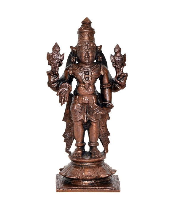 Copper Tirupati Bala ji Statue for Home, Mandir Pooja Decor Idol Color-Copper (Height: 4.5 Inch)