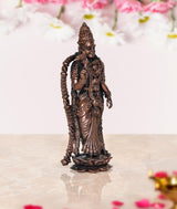 Copper Meenakshi Idol statue, 3/4 back angle, 4 inch