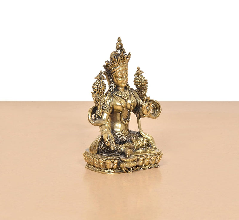 Bronze Tara Devi Tibetan Buddhist Deity Statue (Height: 4.5 Inch)