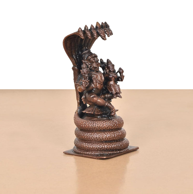 Copper God Lakshmi Narasimhar Under The Sheshnag Idol (Height 4 Inch)