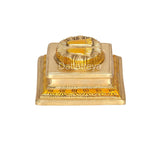 Brass Lakshmi charan paduka front view with embossed lotus-foot print