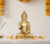 Messing-Buddhafigur mit Abhaya Mudra, sitzend, ca. 5 Zoll hoch