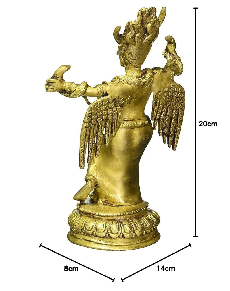 Brass Garuda Vishnu's Vehicle Eagle Murti (Height: 8 Inches)