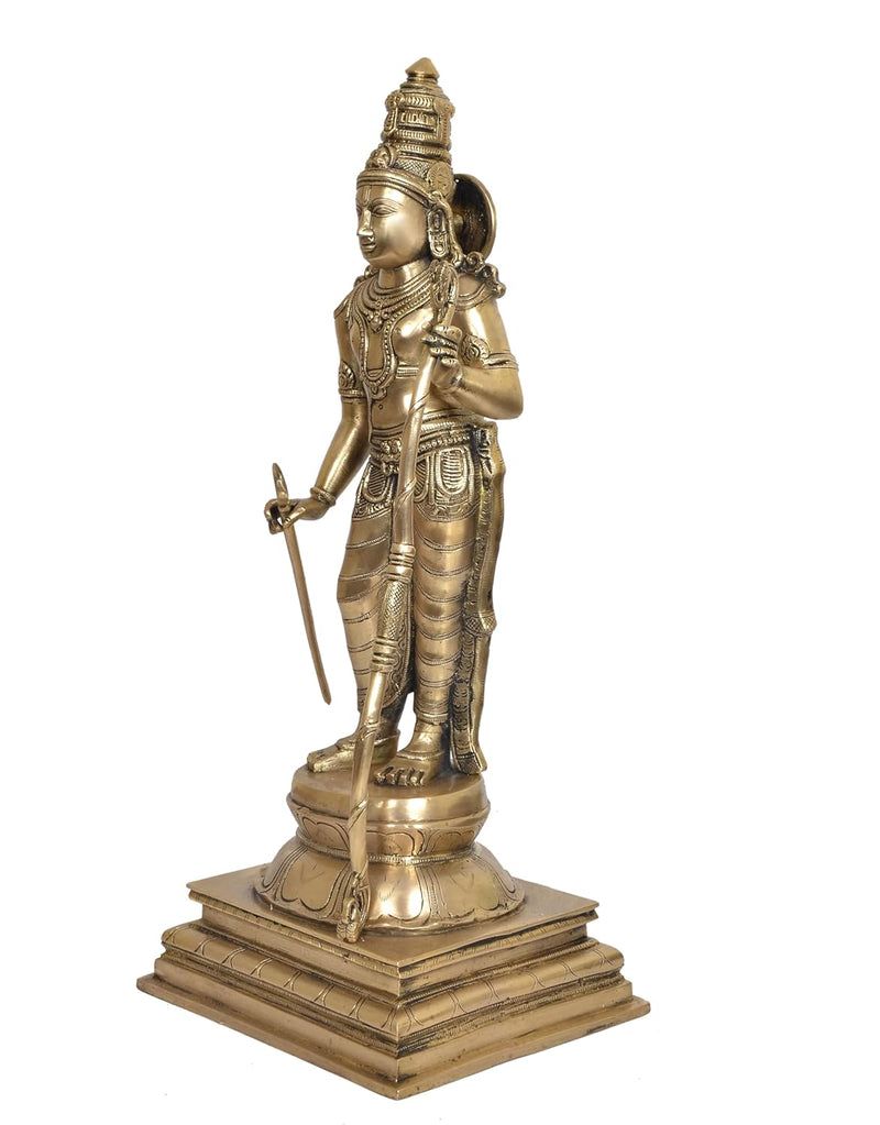 Brass Lord Rama Statue with Stonework Ram ji with Dhanush Idol Statue for Home Decor Pooja Mandir (Height 21 inch)