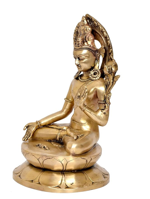 Brass Indra Dev Statue Home Decor Pooja Mandir Inder Dev Sculpture of Lord Indra (Height 12 Inch) Study Setting