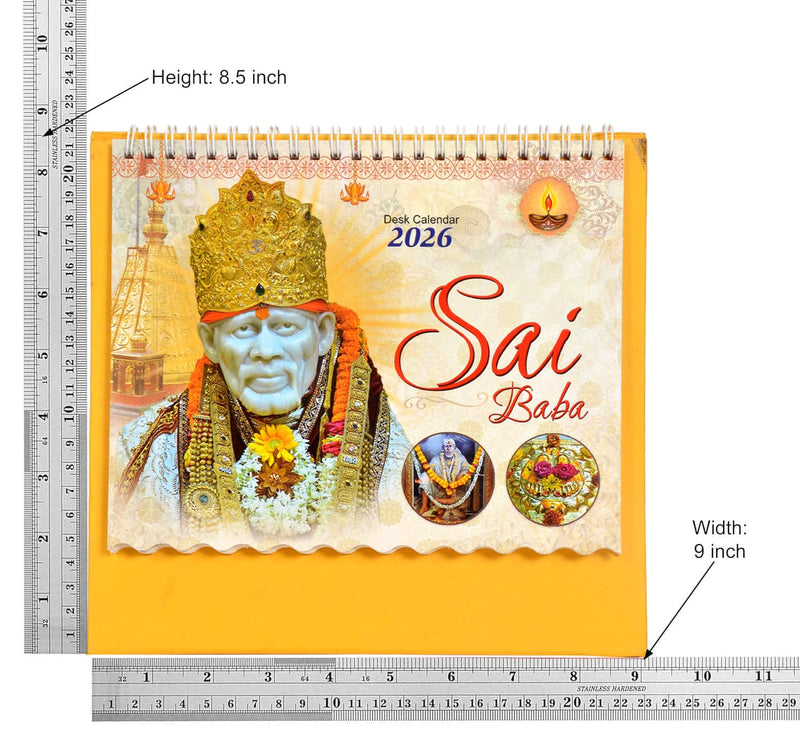 Table Calendar 2026 Sai Baba |12 Months| (Size 8.5 x 9 Inch)