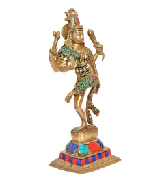 Brass Ardhanrishvara Shiva and Parvati Murti Religious Statue for Home Temple Decor Office Mandir (Height: 12 Inches)