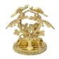 Golden Metal Radha Krishna Sitting Under Tree Idol | Radha Krishna Statue Showpiece for Gift Temple Puja Room Home Decor Height 24 Cm