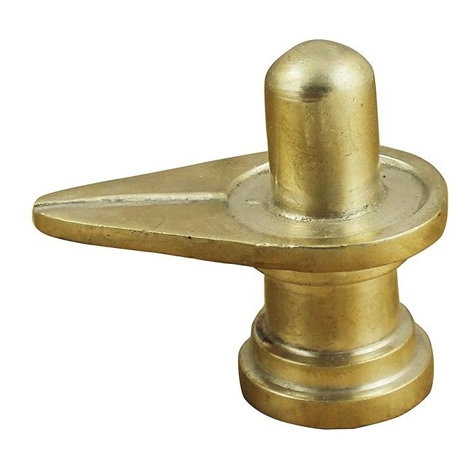 India Shiva Lingam Sculpture Idols Handcrafted Brass Statue Hinduism Figurine Art 2" x 1.8" x 0.5"