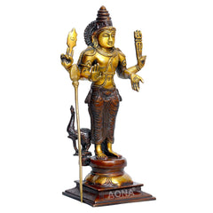 Brass Brown Kumar Kartikeya Statue (Height: 12 Inches)
