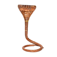 Copper naag snake idol for Shivling pooja, detailed hood and coiled ring base