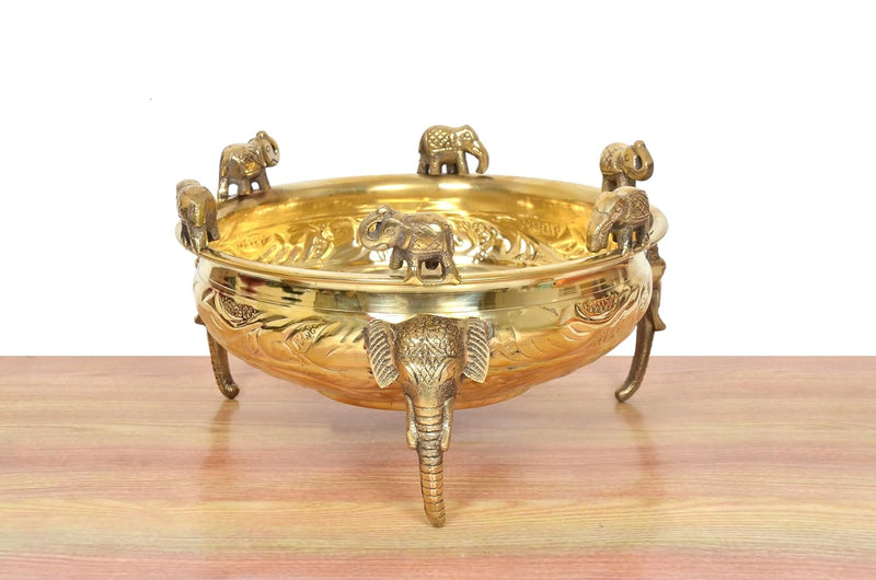 Brass Elephant with Urli Idol with Ghungroo (Height :5 inch)