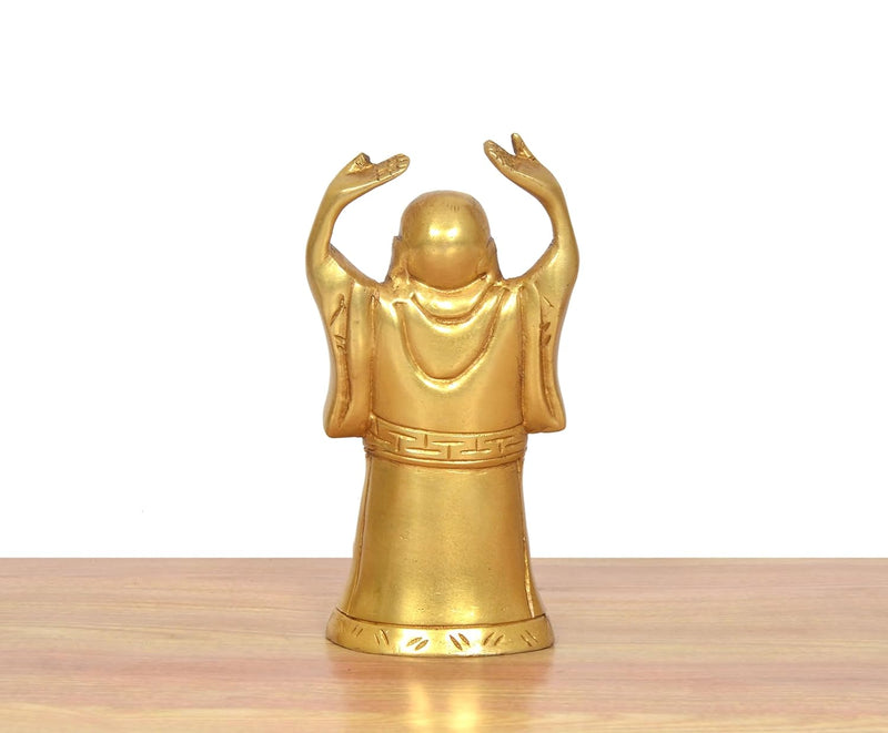 Brass Laughing Buddha Standing Statue Happy Man for Good Luck (Height :6.5 inch)